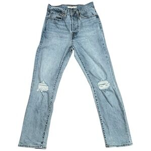 Levi's Jeans Women's 27 Light Blue Wedgie Straight Distressed High Rise